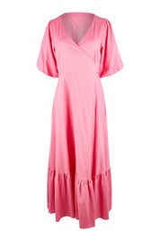 Product shot of the La Dolce Vita Puff Sleeve Dress in colour Bubblegum (Pink), from the front