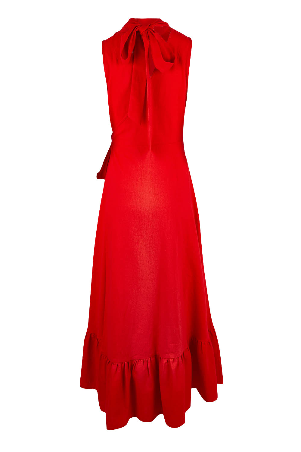 Product shot of the La Dolce Vita Back Wrap Maxi in colour Red (Red), from the back