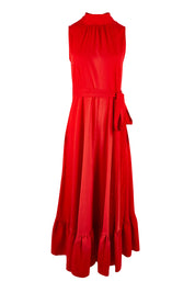 Product shot of the La Dolce Vita Back Wrap Maxi in colour Red (Red), from the front