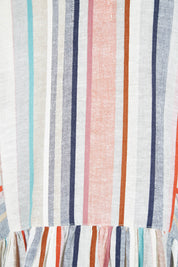 Product shot of the Easy Day Yarn Dyed Cotton Dress in colour Stripe (White), detail