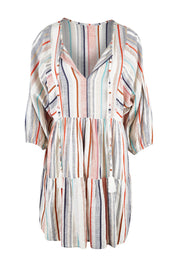 Product shot of the Easy Day Yarn Dyed Cotton Dress in colour Stripe (White), from the front