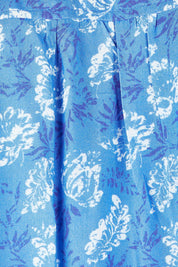Product shot of the Forget Me Not Sleeveless Blouse in colour Bluewhite (Blue), detail