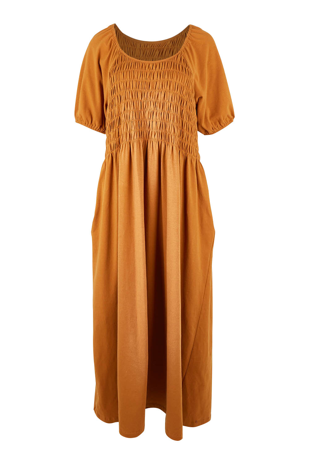 Product shot of the Casual Friday Dress in colour Rust, from the front