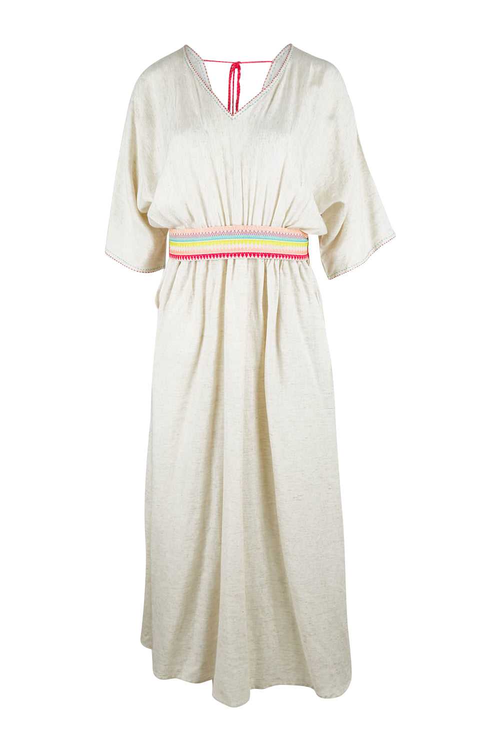 Product shot of the Daydream Cotton Kaftan Dress in colour Wheat, from the front