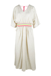 Product shot of the Daydream Cotton Kaftan Dress in colour Wheat, from the front