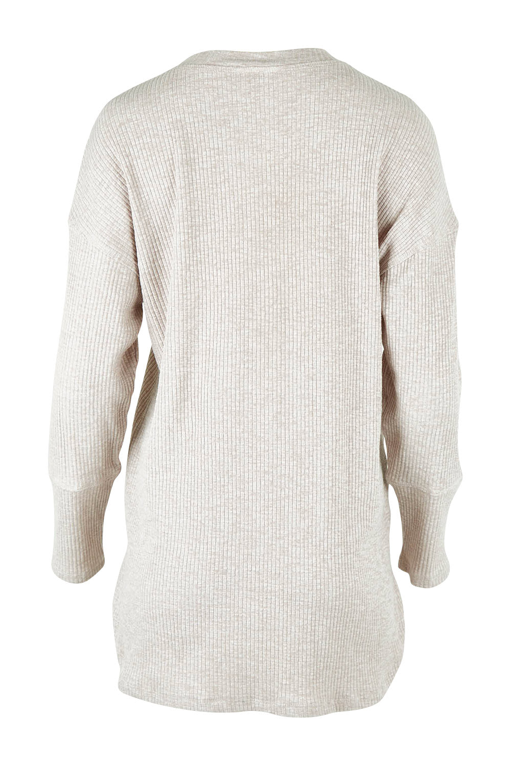 Product shot of the Easy Vibes Ribbed Top in colour Natural, from the back