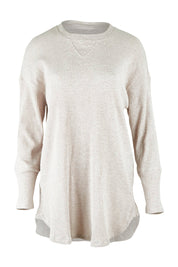 Product shot of the Easy Vibes Ribbed Top in colour Natural, from the front