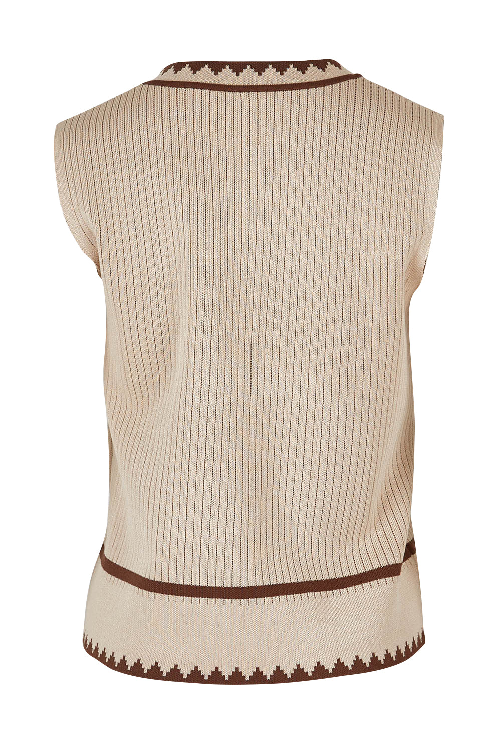 Product shot of the Always Classic Knit Tank in colour Wheatchoc, from the back
