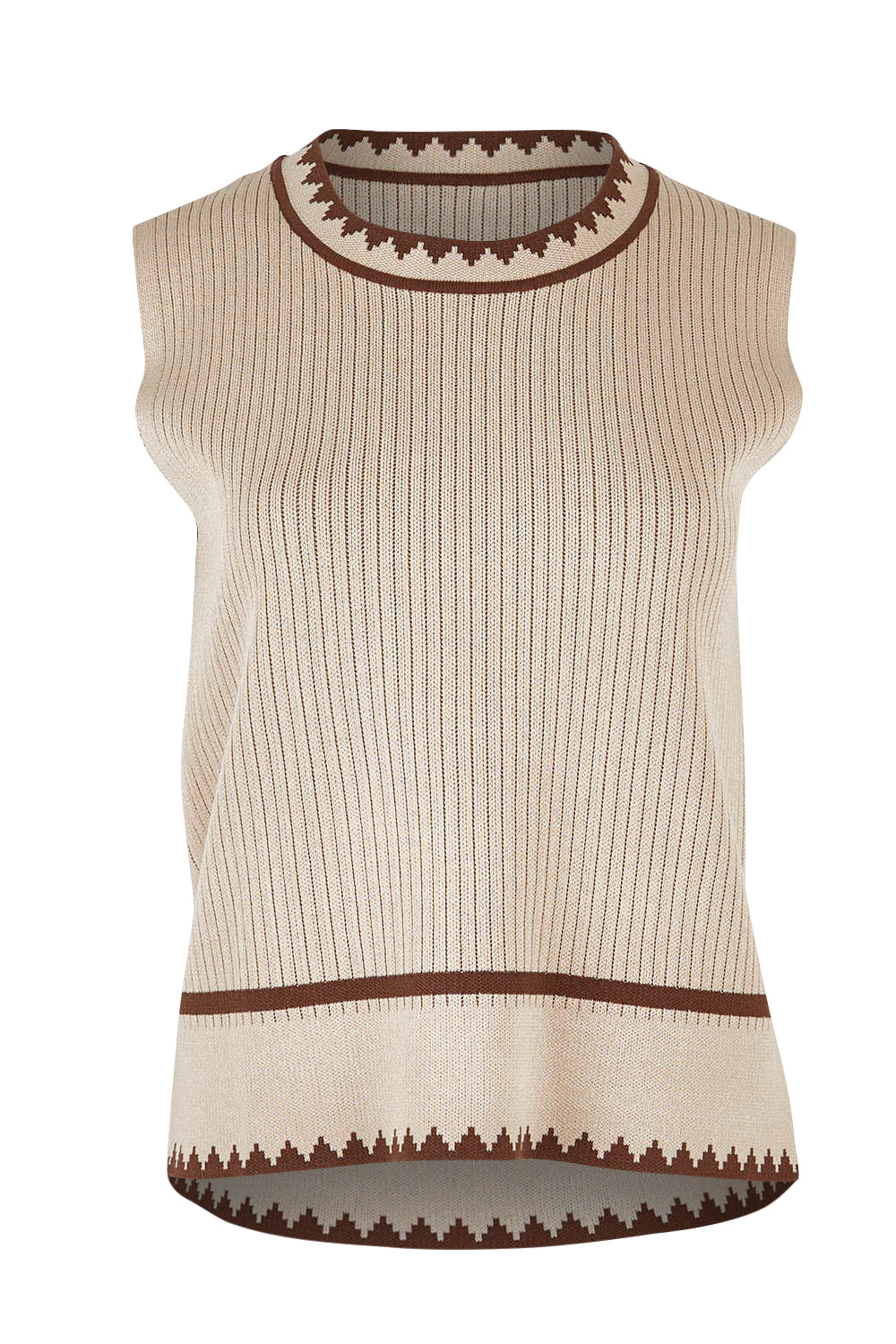 Product shot of the Always Classic Knit Tank in colour Wheatchoc, from the front