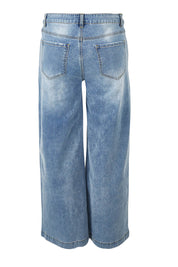 Product shot of the Always There For Me Boyfriend Jeans in colour Denim (Blue), from the back