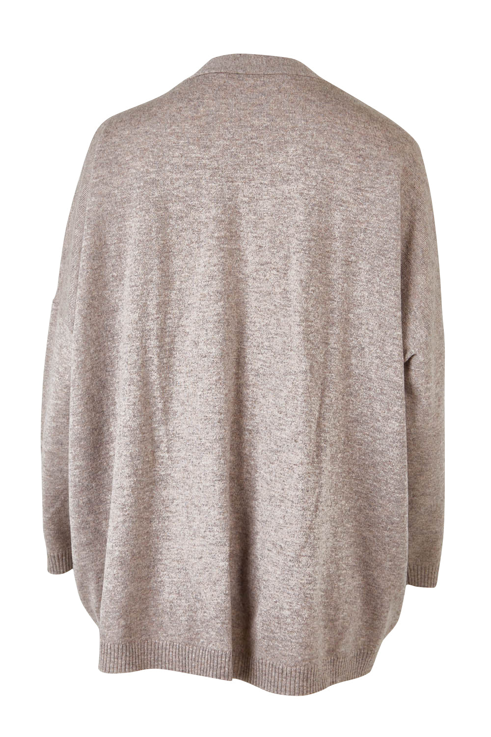 Product shot of the My Boyfriends Wool Cashmere Cardi in colour Stone, from the back