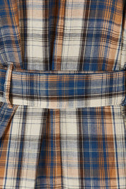 Product shot of the Check Me Out Trench Coat in colour Bluecheck (Blue), detail