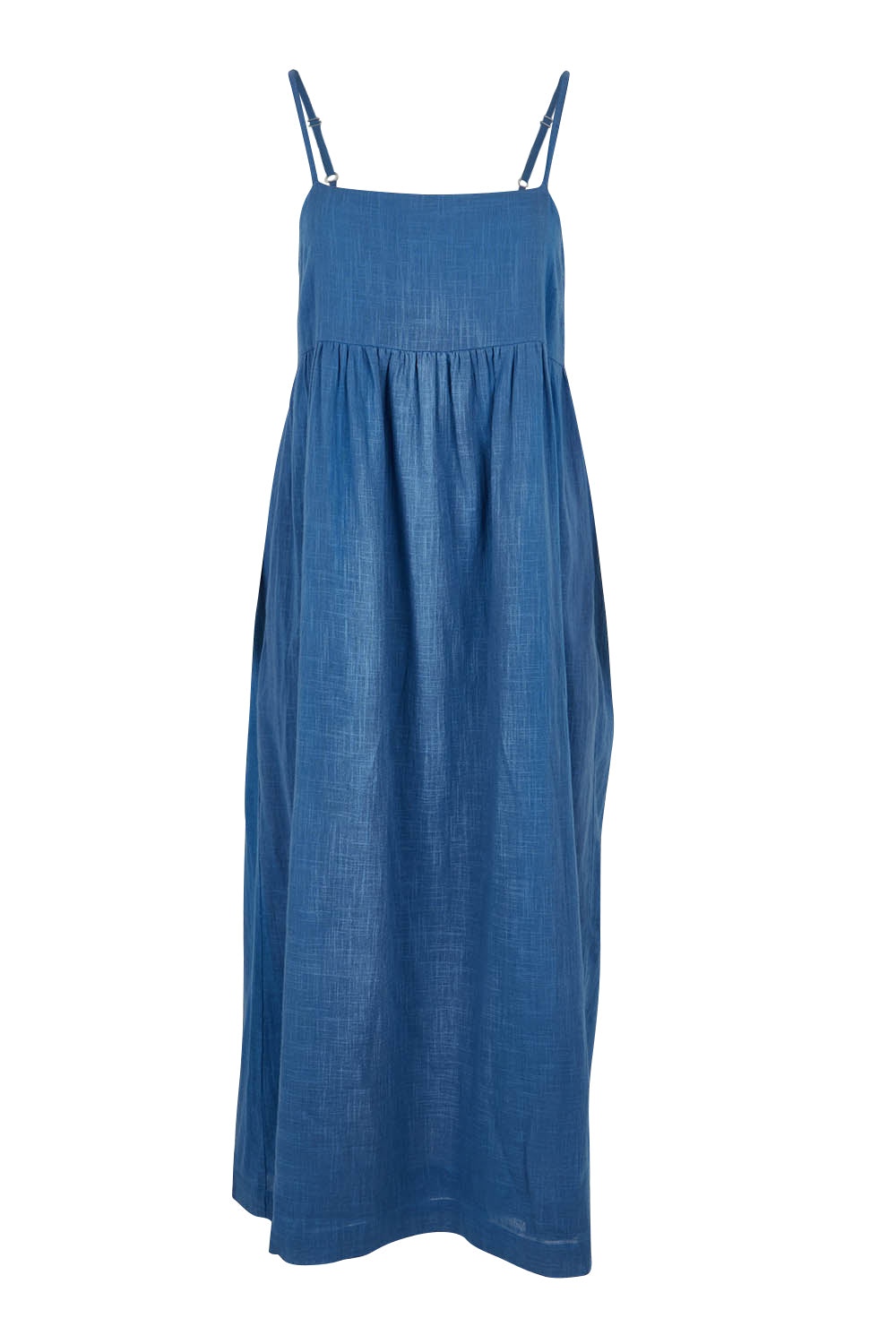 Product shot of the Feels Like Sunshine Cotton Dress in colour Dutchblue (Blue), from the front