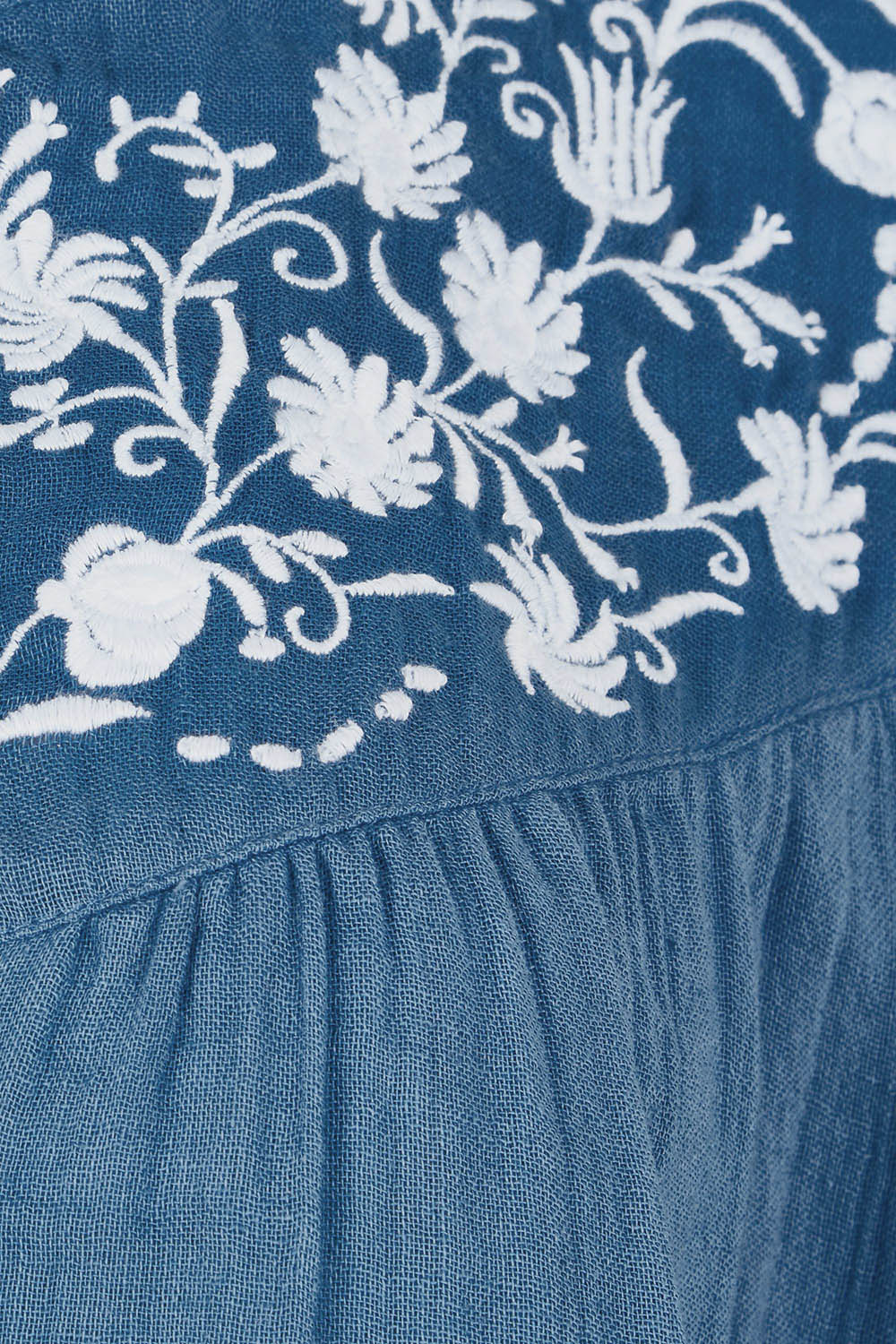 Product shot of the First Light Cotton Blouse in colour Dutchblue (Blue), detail