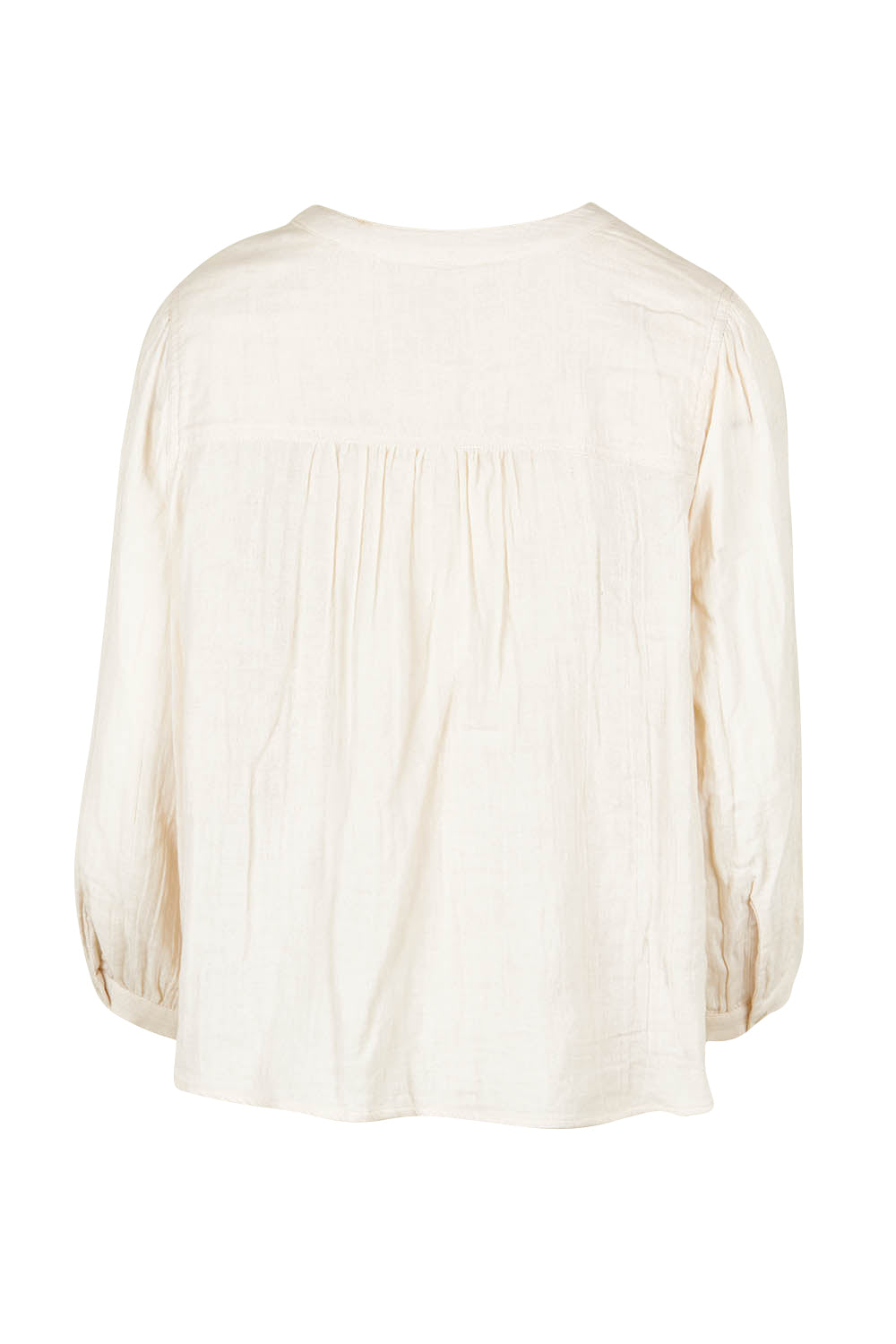 Product shot of the First Light Cotton Blouse in colour Milk (White), from the back