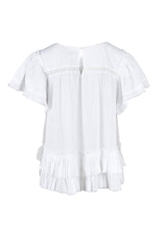 Product shot of the Frill Of The Romance Blouse in colour White (White), from the back