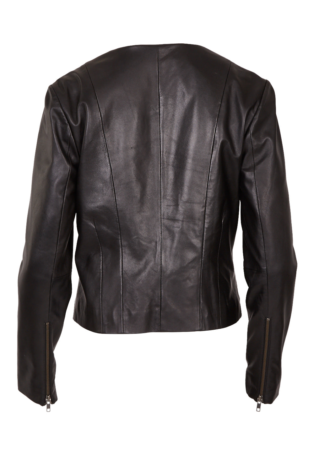 Product shot of the Forever Leather Jacket in colour Black (Black), from the back