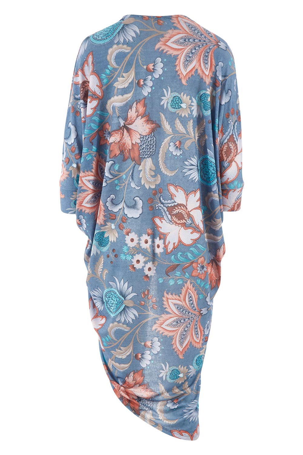 Product shot of the Falling For You Cardi in colour Denim (Blue), from the back