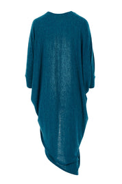 Product shot of the Falling For You Cardi in colour Petrol (Blue), from the back