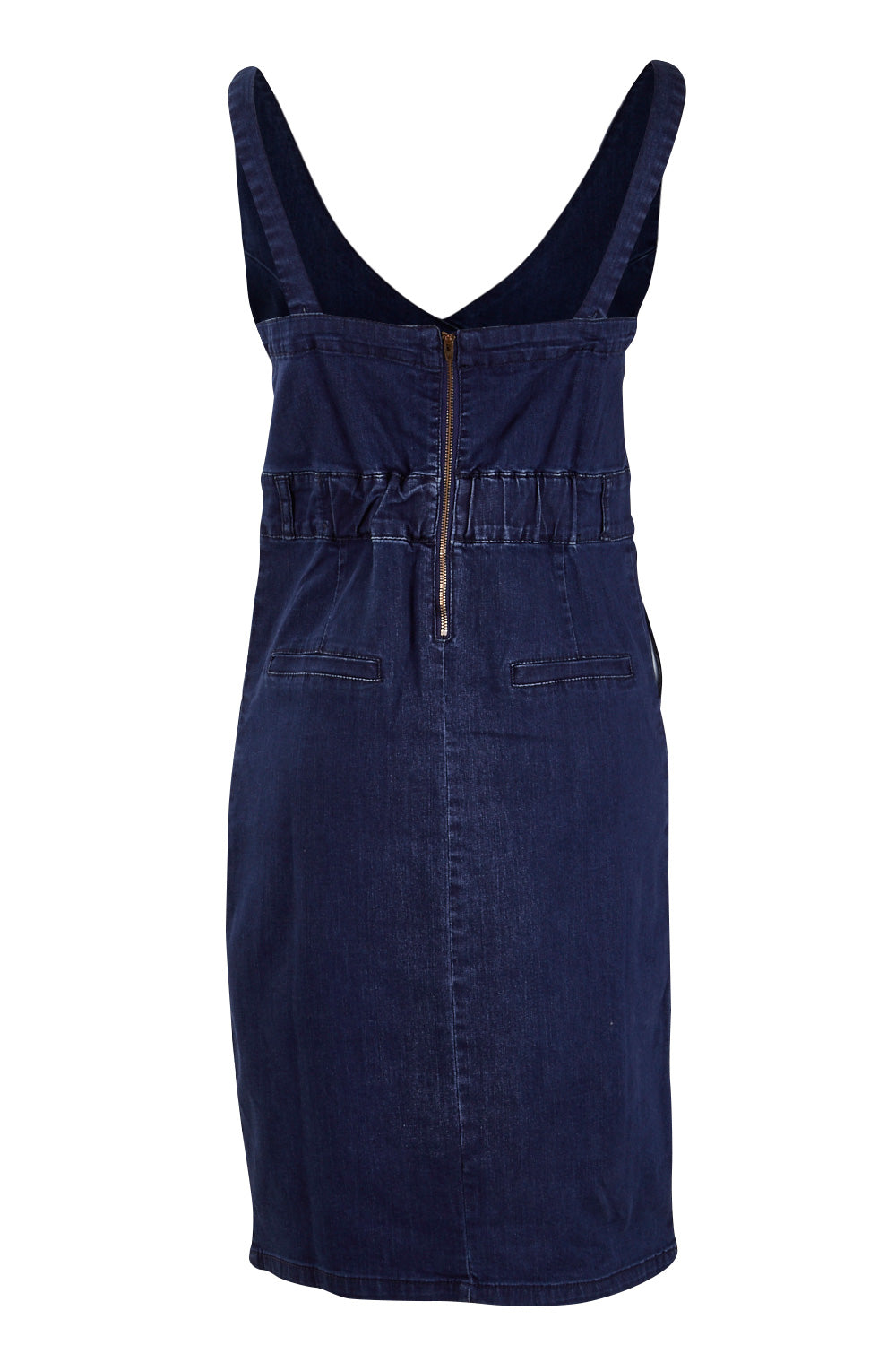 Product shot of the Dance With Me Denim Dress in colour Denim (Blue), from the back