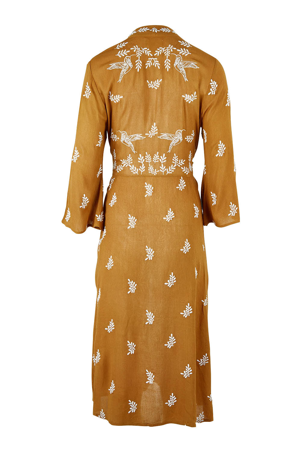 Product shot of the Dancing With Birds Midi Dress in colour Clay, from the back