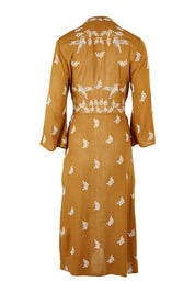 Product shot of the Dancing With Birds Midi Dress in colour Clay, from the back