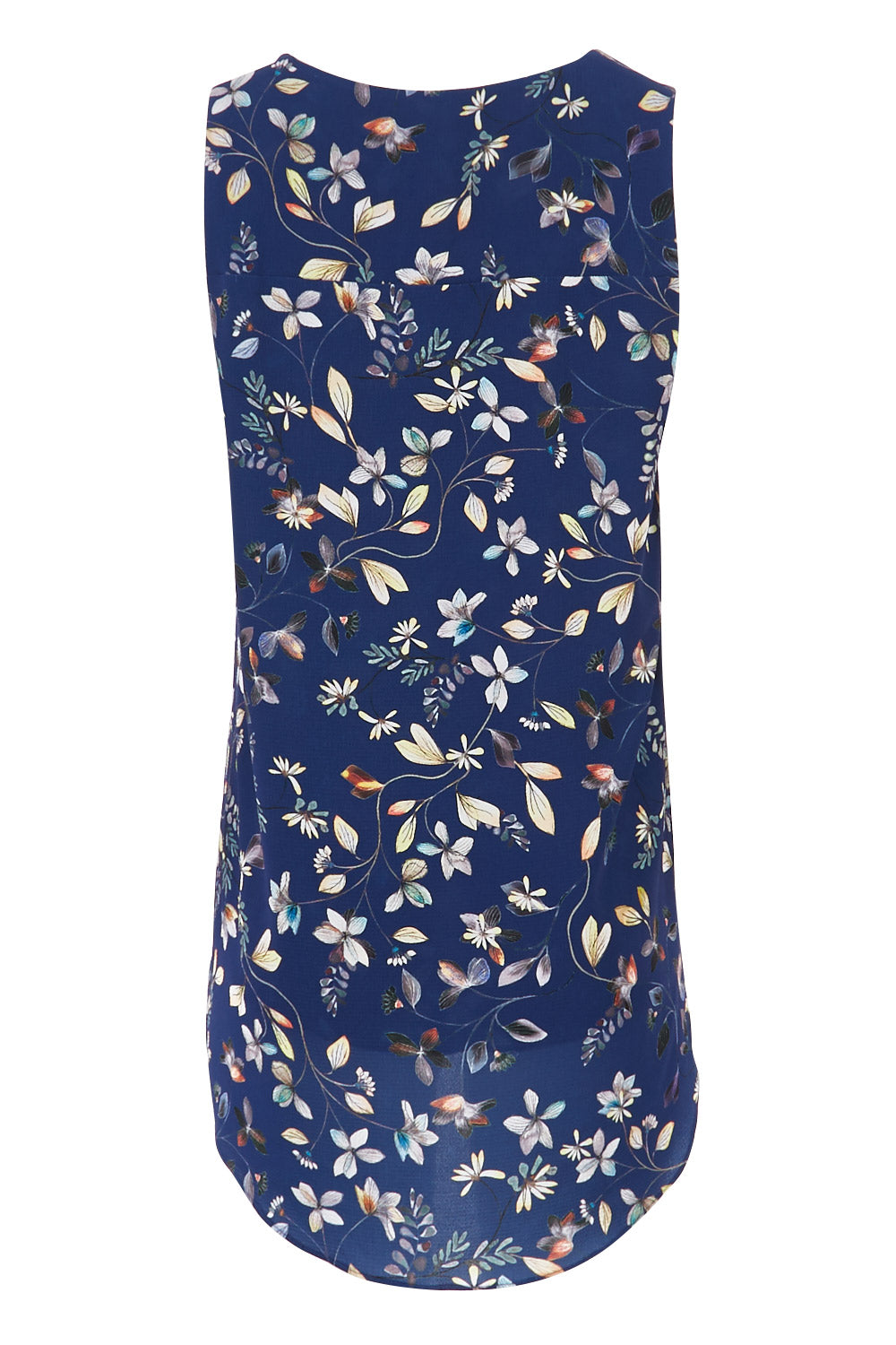 Product shot of the Sugar Snaps Layer Tank in colour NavyLeaf (Blue), from the back