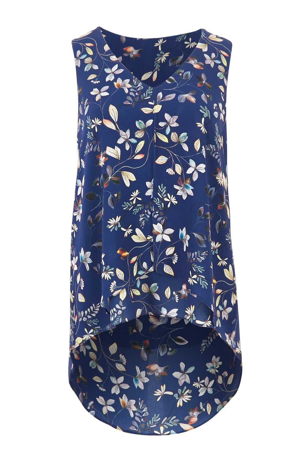 Product shot of the Sugar Snaps Layer Tank in colour NavyLeaf (Blue), from the front