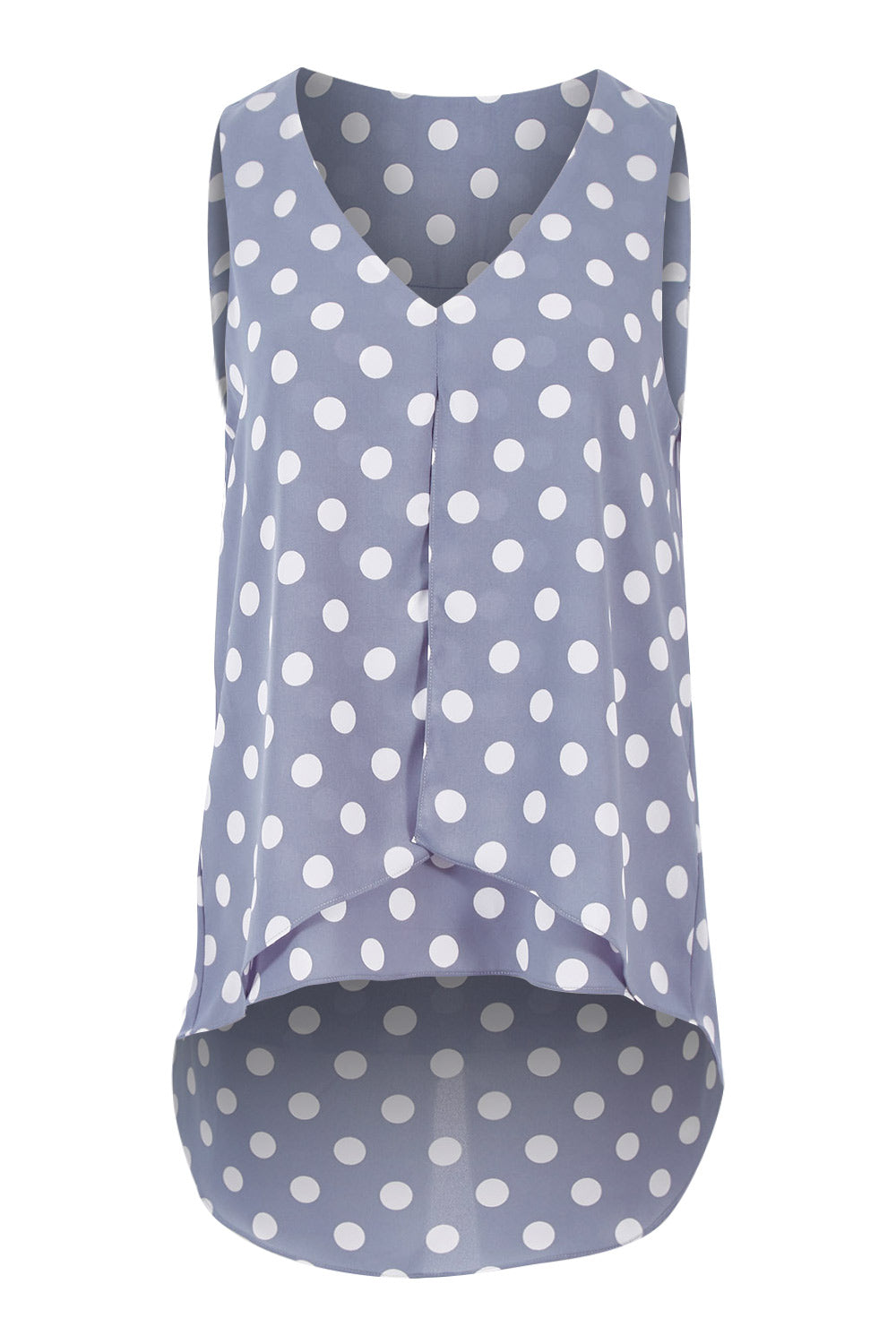 Product shot of the Sugar Snaps Layer Tank in colour Dustyblue (Blue), from the front