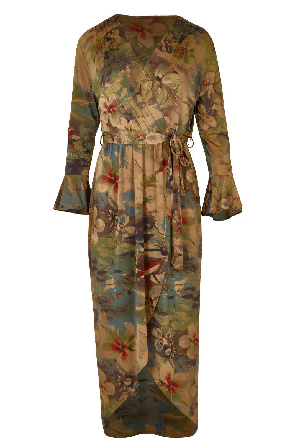 Product shot of the Cloud Dancer Dress in colour Rust, from the front