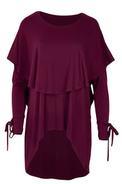 Product shot of the Cape Horn Tunic in colour Scarlet (Purple), from the front