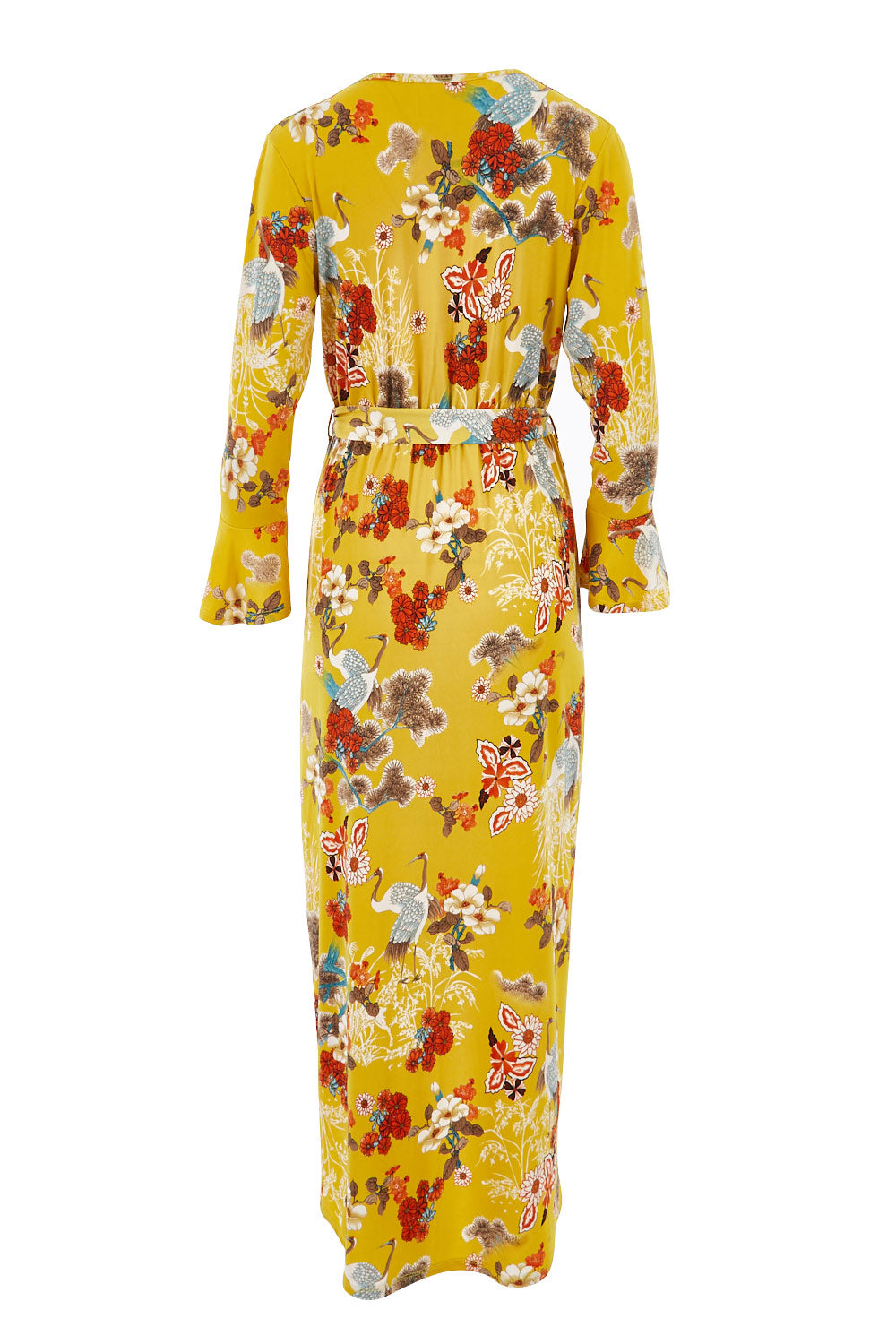 Product shot of the Spring Blossom Dress in colour Dijon, from the back