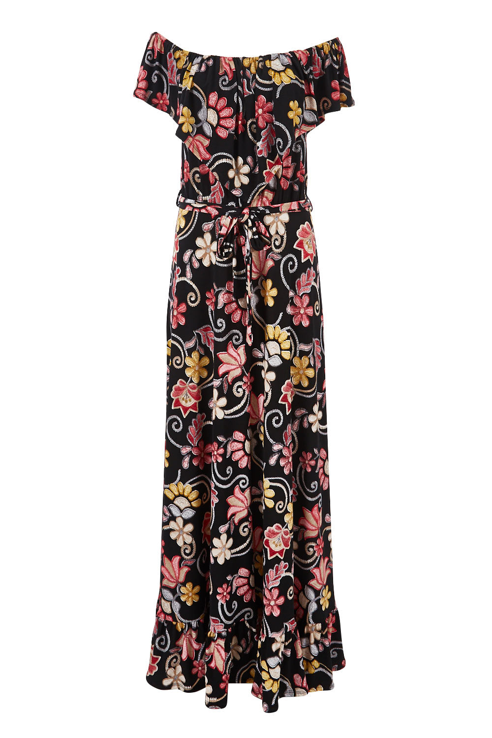 Product shot of the Dance With Me Maxi Dress in colour Black (Black), from the front