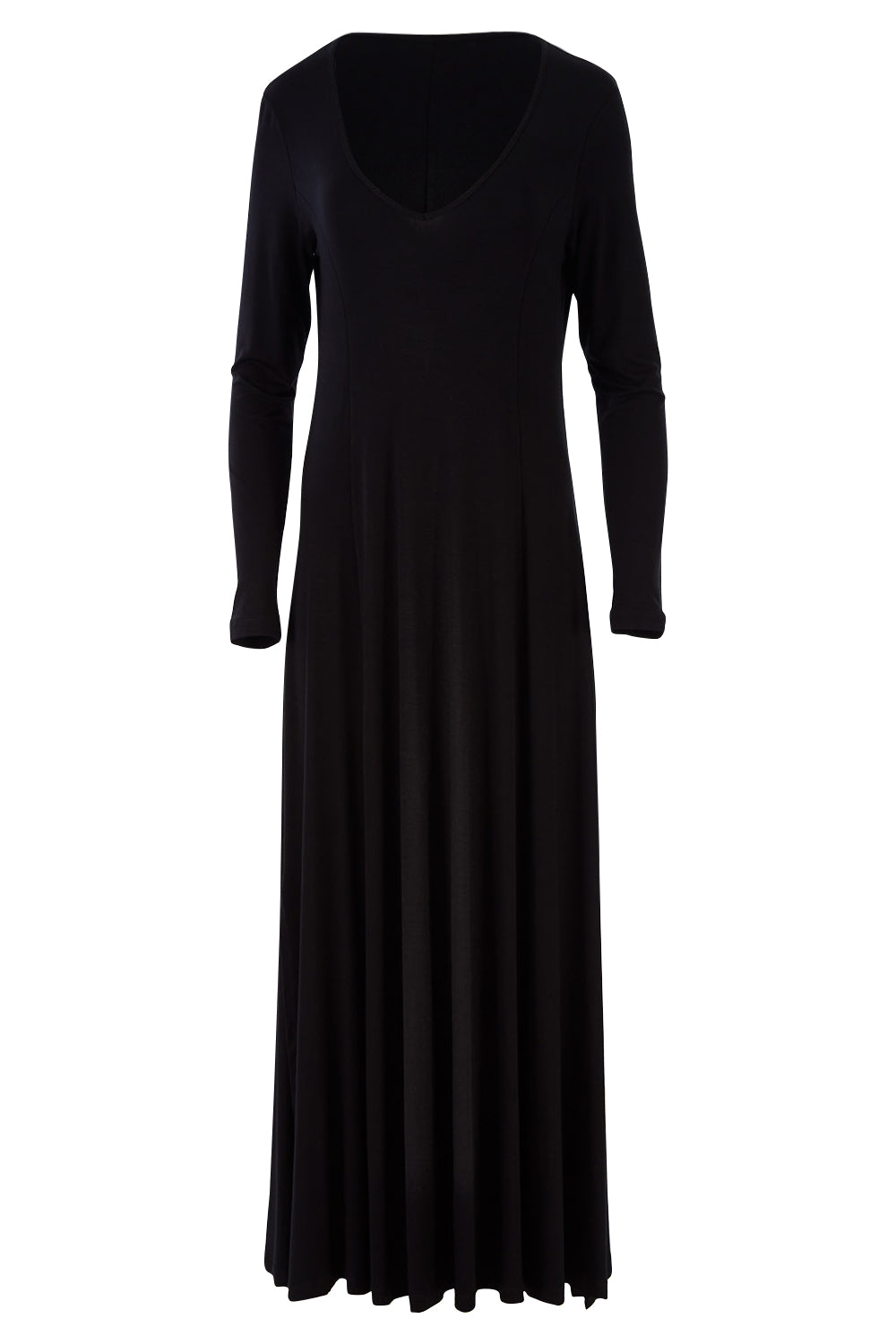 Product shot of the My Faithful Maxi Tee Dress in colour Black (Black), from the front