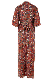 Product shot of the Maximum Impact Dress in colour Rust, from the back