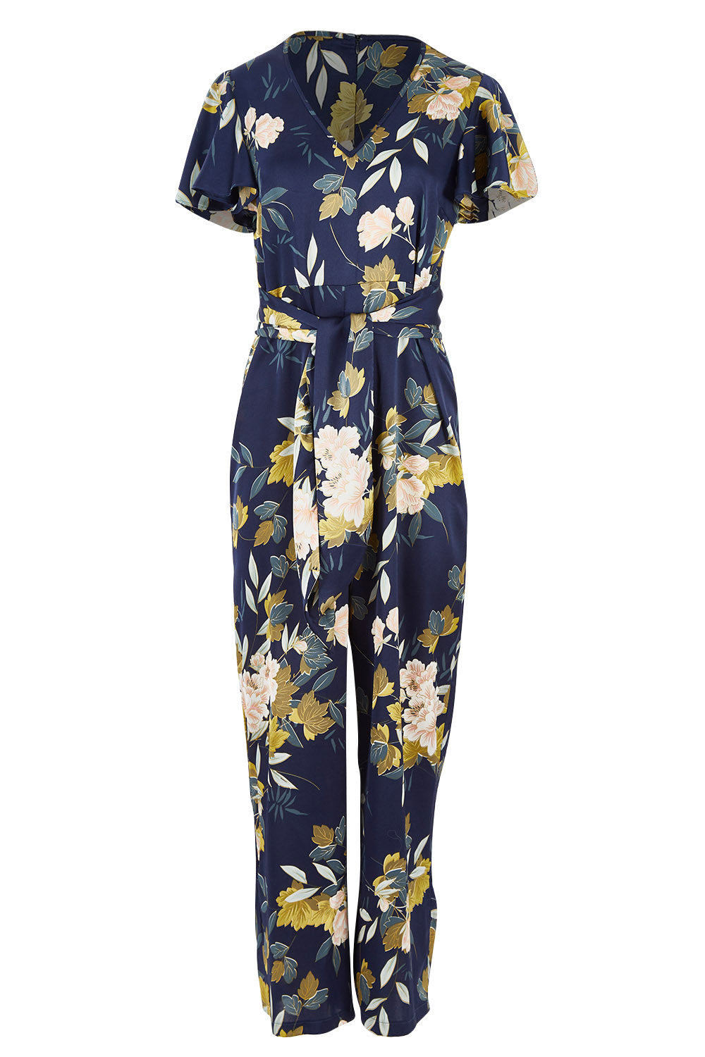 Product shot of the Sunday Picnic Jumpsuit in colour NavyFluer (Blue), from the front