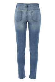 Product shot of the You Patched Me All Up Jeans in colour PaleDenim (Blue), from the back