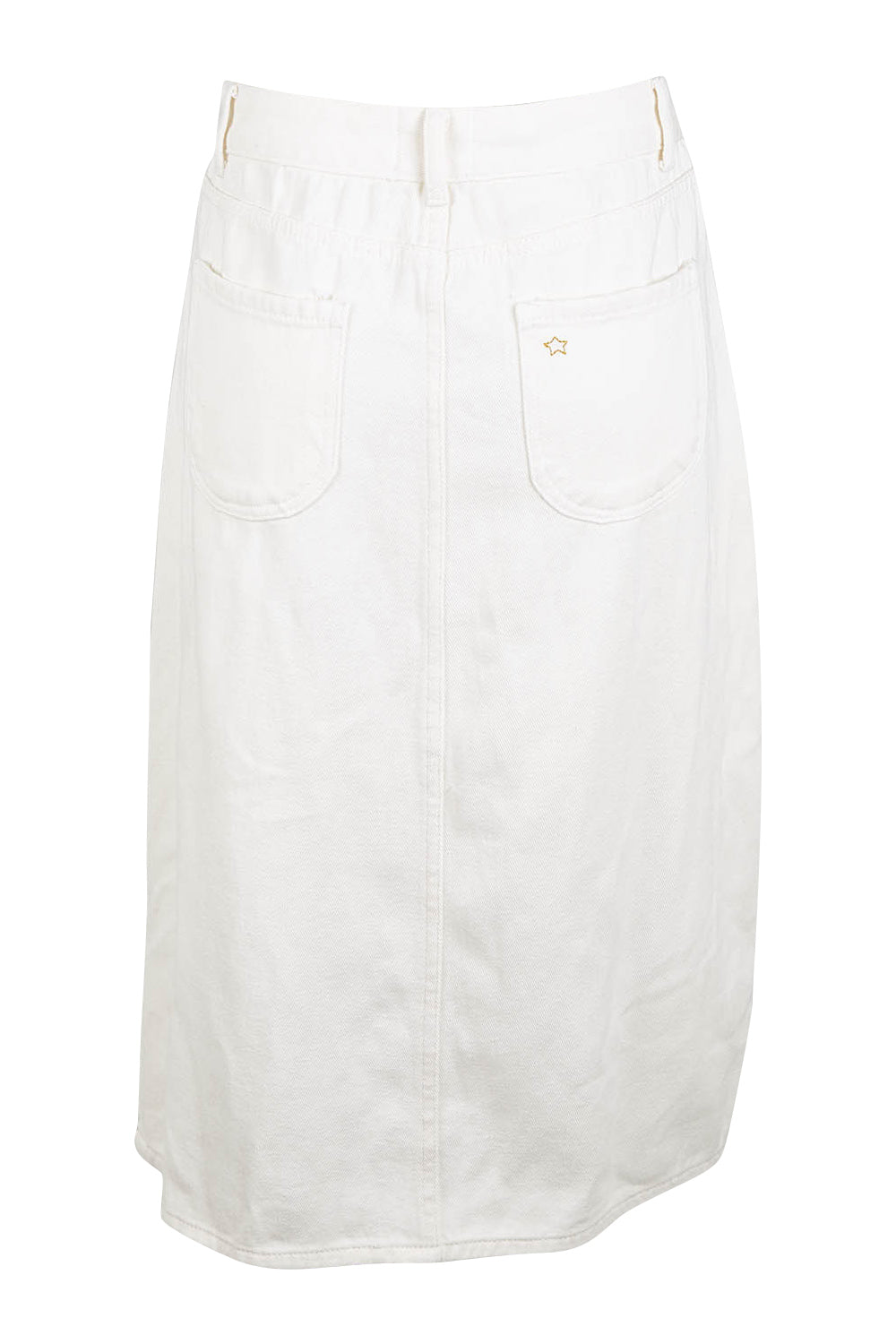 Product shot of the Happy Me Denim Skirt in colour White (White), from the back