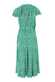 Product shot of the Life Is Beautiful Wrap Dress in colour Greenspot (Green), from the back