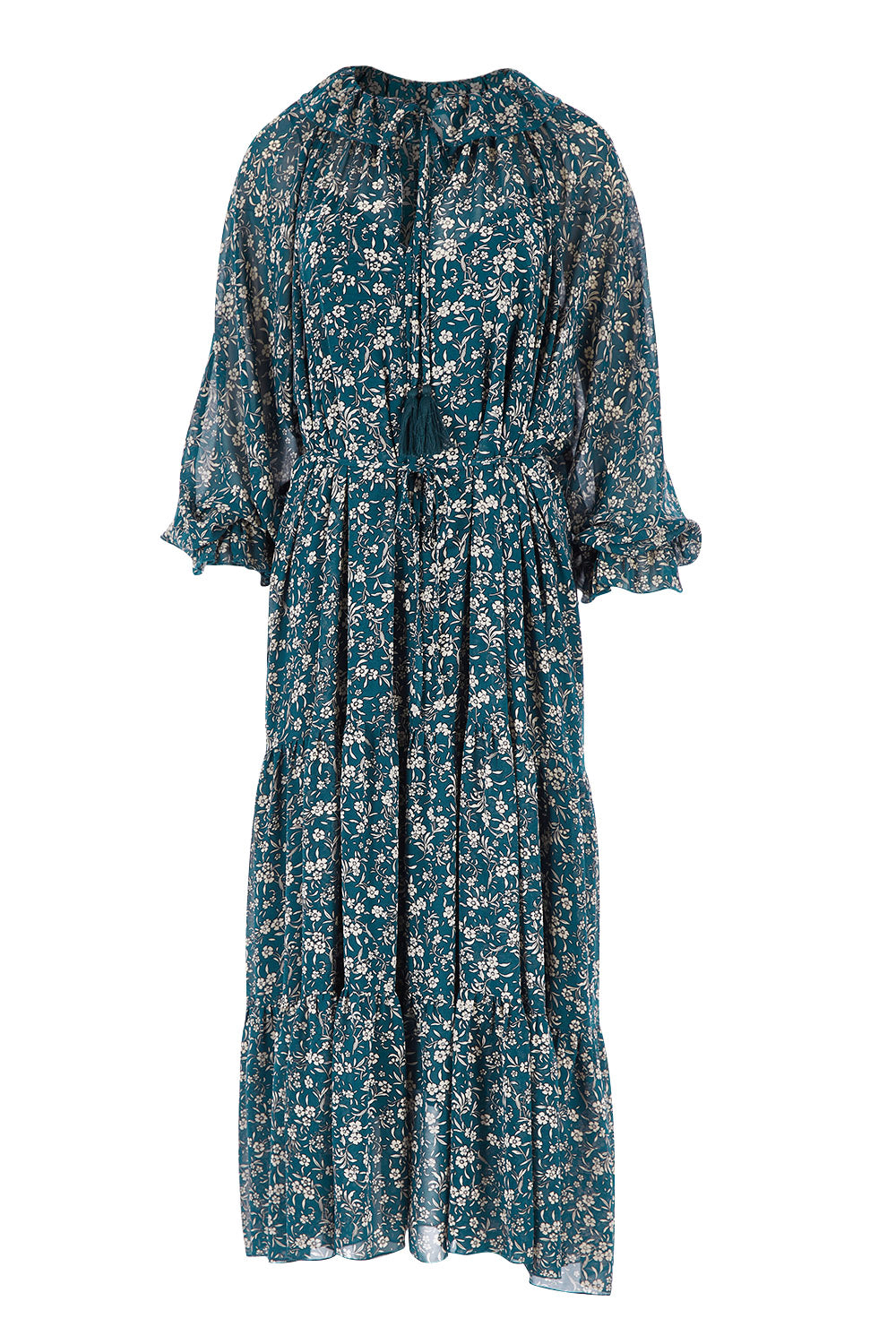 Product shot of the Floating By You Maxi in colour Ocean (Blue), from the front