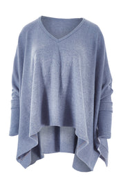 Product shot of the Feels Like A Cloud Slouch Top in colour Denim (Blue), from the front