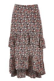 Product shot of the Tiers Of Delight Skirt in colour Ditsy (Green), from the front