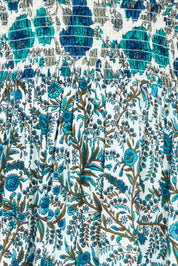 Product shot of the Tiers Of Joy Maxi Dress in colour Bluefleur (Blue), detail