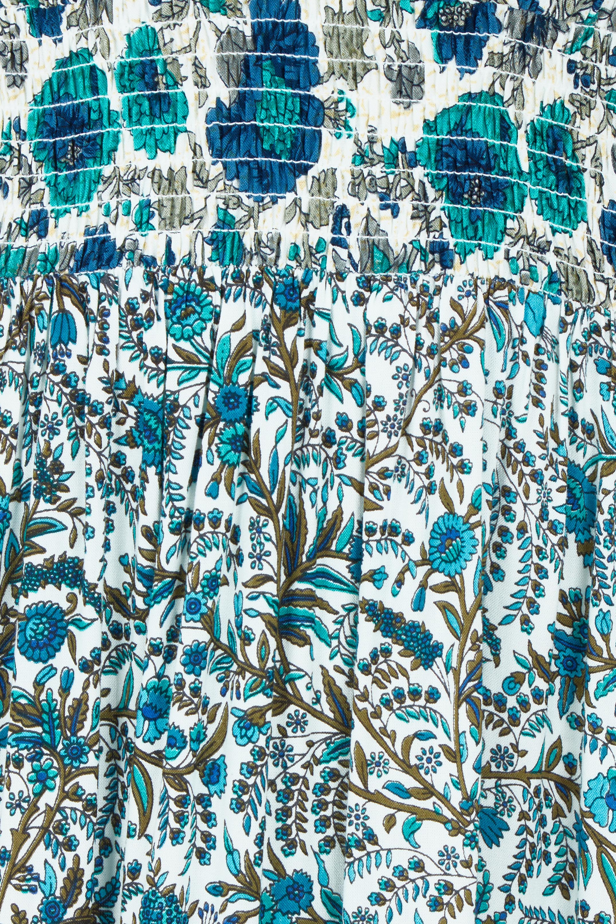 Product shot of the Tiers Of Joy Maxi Dress in colour Bluefleur (Blue), detail