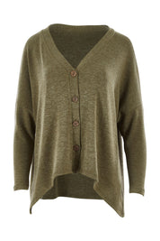 Product shot of the My Boyfriends Slouch Cardi in colour Olive (Green), from the front