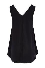 Product shot of The Wanderer In Me V Neck Travel Singlet in colour Black (Black), from the back