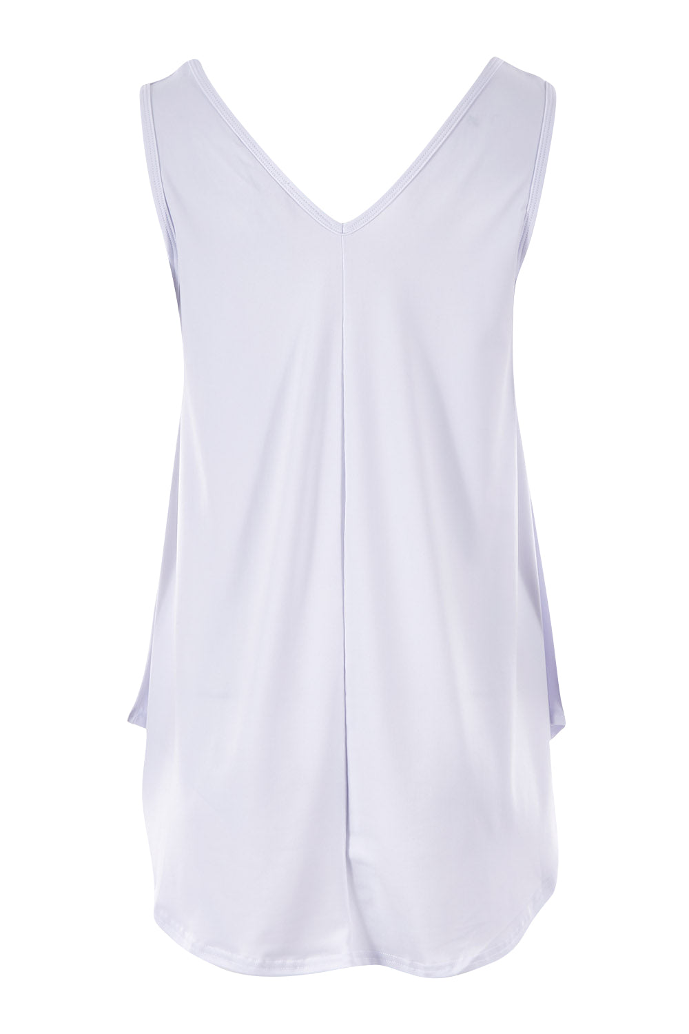 Product shot of The Wanderer In Me V Neck Travel Singlet in colour White (White), from the back