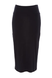 Product shot of the Softly Swinging Bamboo Tube Skirt in colour Black (Black), from the front