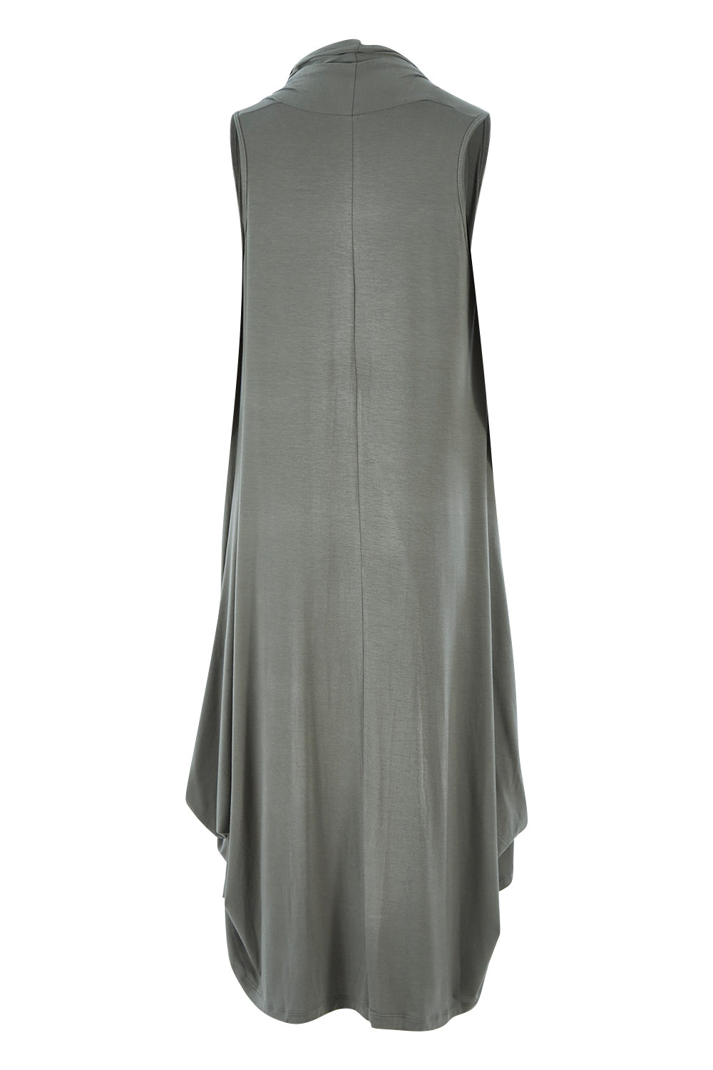 Product shot of the Softly Swinging Bamboo Vest in colour Fern (Green), from the back