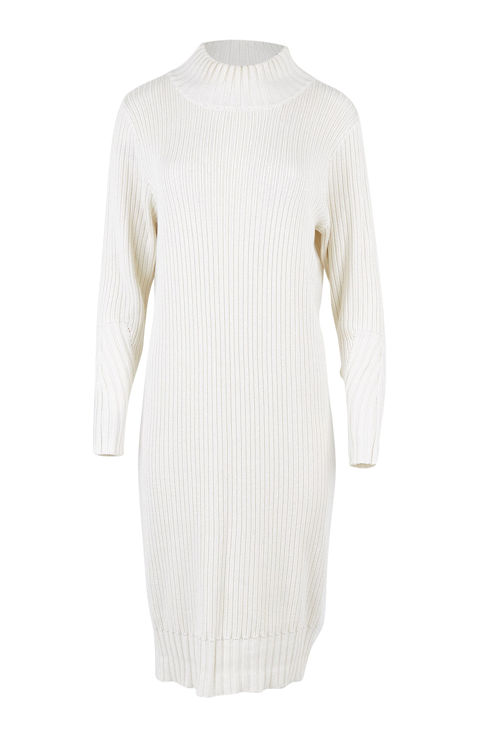 Product shot of the With My Crew Sweater Dress in colour Snow (White), from the front